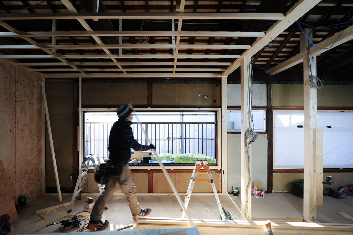 古家リノベーション 木工事中