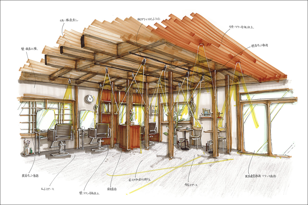 ヘアサロン京都 設計デザイン