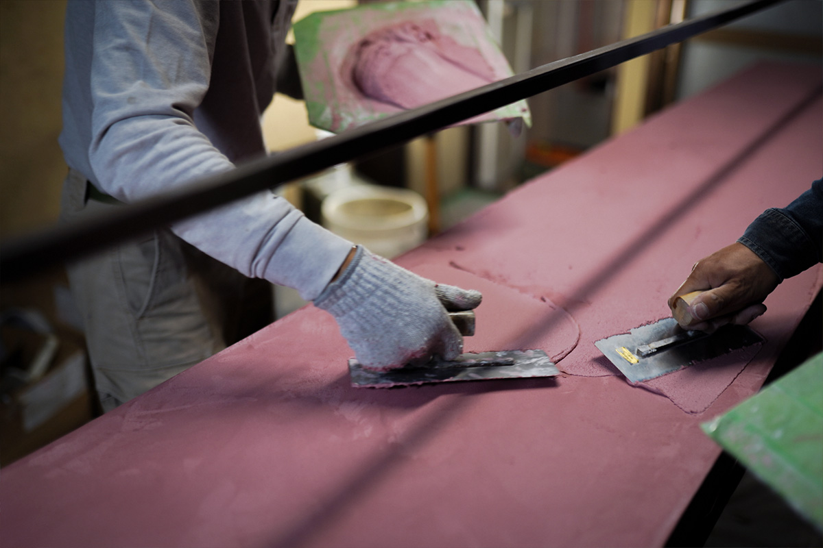 カウンターにモールテックスを施工