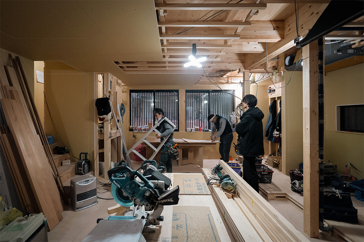 京都市東山区ワインバー リノベーション工事中の様子